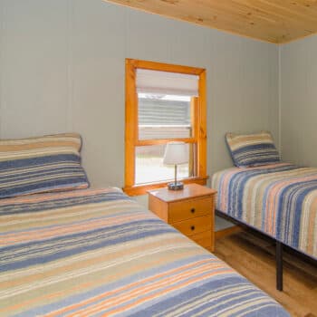 Bright cottage interior with wood detailing