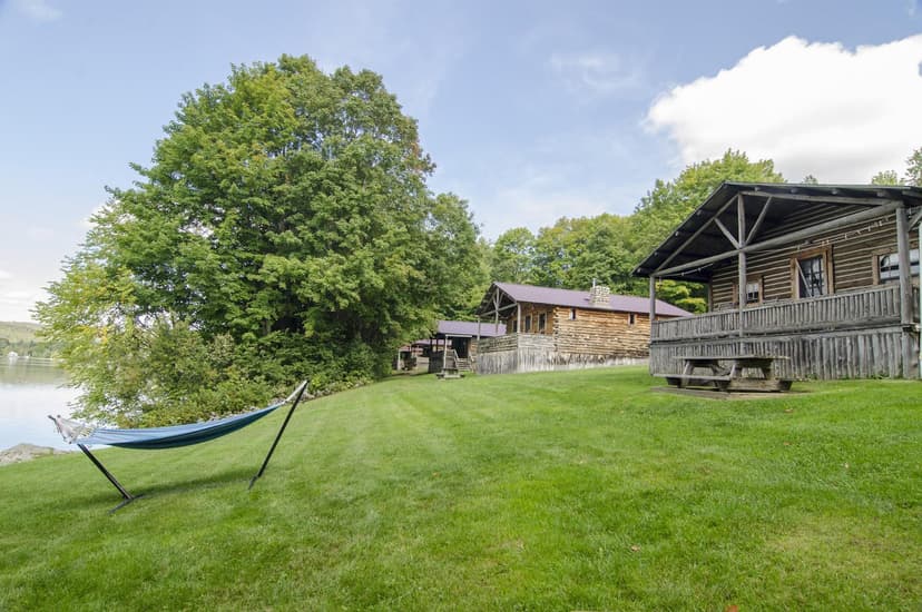 Hammock on the lawn with Lake Willoughby beyond